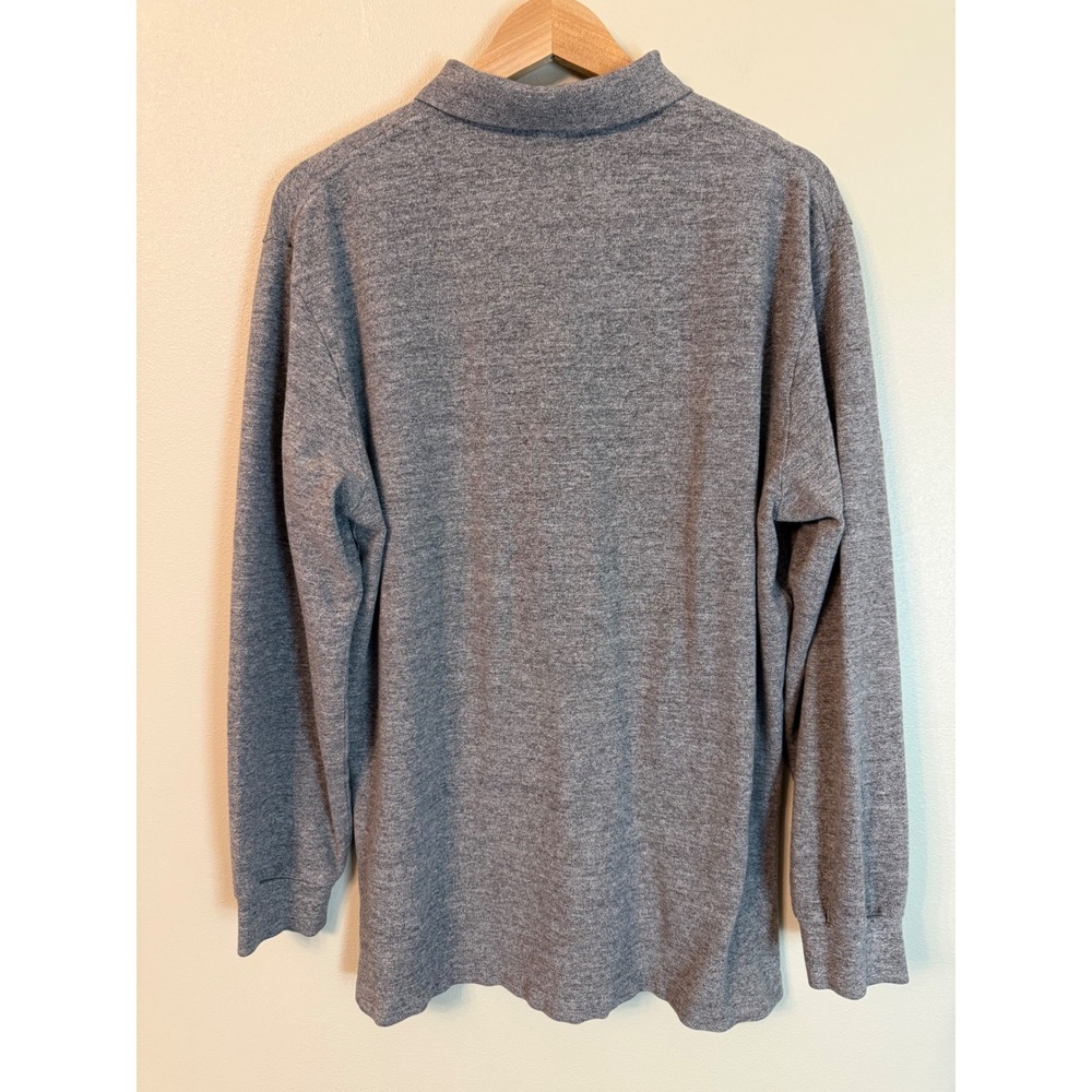 Polo Ralph Lauren Long Sleeve Polo Shirt Gray Cotton Pique L Heritage Preppy - Picture 5 of 8